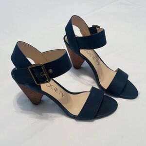 NEW Sole Society Navy Blue Heeled Sandals, Size 7